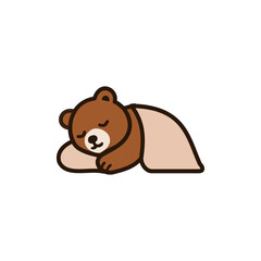 Obraz premium Cute vector illustration of a sleeping bear wrapped in a blanket