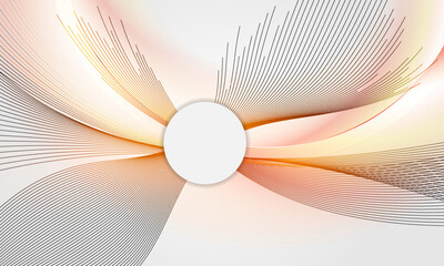 Orange glowing shiny wavy lines abstract futuristic tech background. Vector minimal geometric waves design