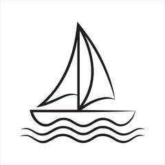 sailboat on waves icon vector illustration
