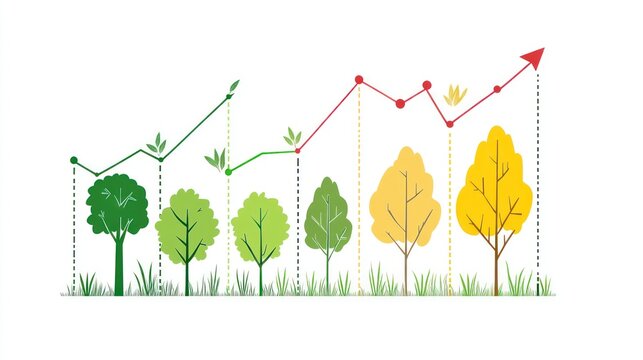 Tree growth chart, rising profits, environmental, nature