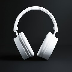 A 3D model of a futuristic pair of headphones on a black background,