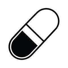 Capsule Pill Outline Vector Illustration