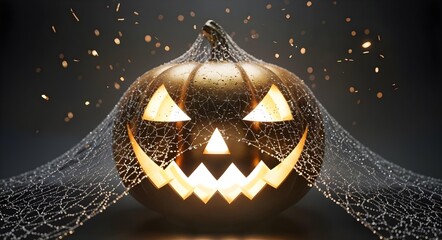A Spooky Halloween Pumpkin adorned with a Ghostly Web, enhancing the festive ambiance