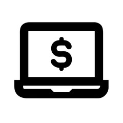 Laptop displaying a dollar sign for finance