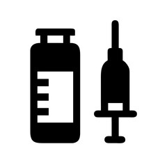 Vaccine vial and syringe icon for medical use