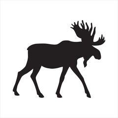 moose, vector illustration , black silhouette profile.