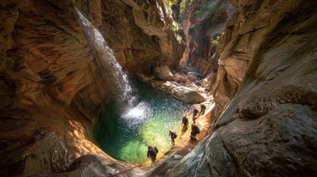 Cave waterfall exploration