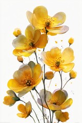 A vibrant illustration of yellow flowers with delicate petals, showcasing their beauty and elegance against a light background.