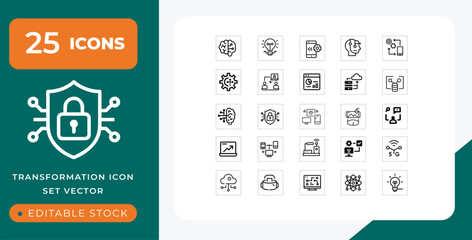 Digital Transformation line editable icon set