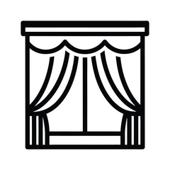 Stage Curtain Outline Vector Illustration