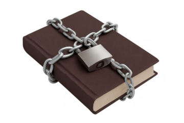 Book closed with chain and padlock symbolizing censorship