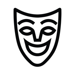 Theater Mask Outline Vector Illustration