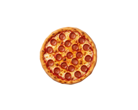 Delicious pepperoni pizza on black background food photography and illustration on transparent background