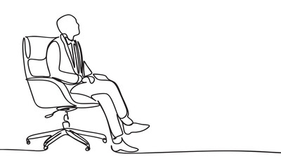 Businessman Sitting in an Office Chair A Line Art Illustration