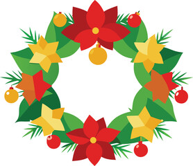 Luxurious frosted pine christmas wreath vector illustration scalable festive decoration eps