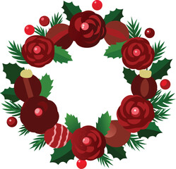 Richly decorated christmas wreath vector illustration festive holiday floral design