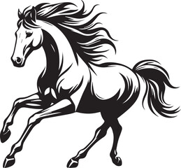 Running black horse vector silhouette illustration of a wild mustang or stallion