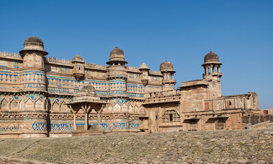 The ancient hill fort of Gwalior. Majestic Gwalior Qila, Madhya Pradesh, India.