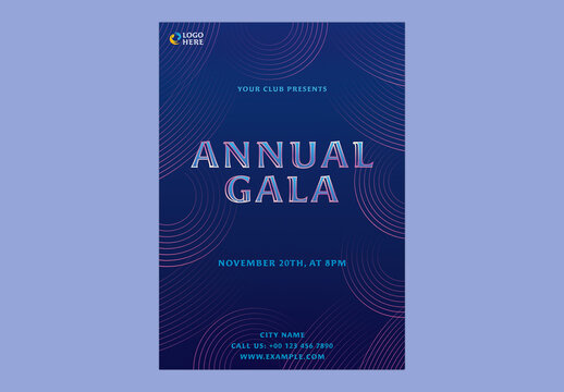 Editable Annual Gala Flyer Template in Blue Color for Corporate Celebration and Award Ceremony.