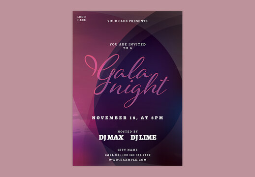 Editable Gala Night Party Flyer or Poster Design.