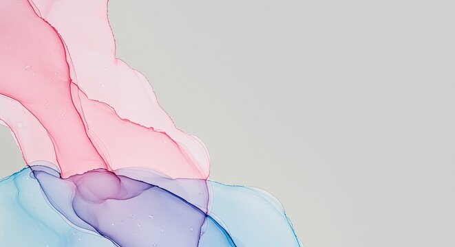 Elegant abstract art with flowing pink and blue alcohol ink textures creates a serene, fluid background perfect for sophisticated designs and modern branding projects.