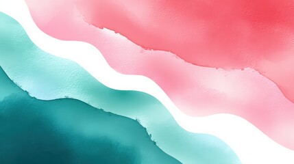 Abstract Watercolor Waves in Red and Teal
