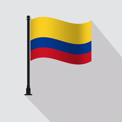 Colombia Waving Flag Pole Vector Illustration
