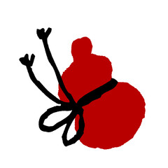 手描き風の赤いひょうたんのイラスト　和風で縁起の良い瓢箪モチーフ　お正月や年賀状デザインに使えるかわいい縁起物素材