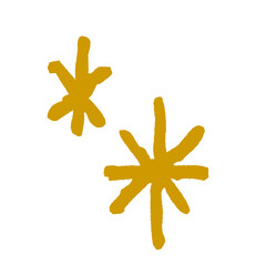 手描き風の星アイコンイラスト、かわいいシンプルでスケッチ風のデザイン素材