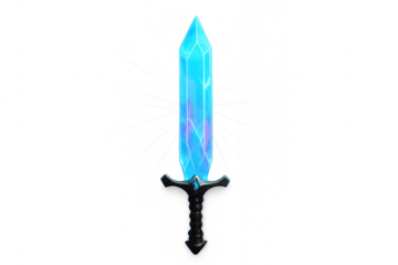Glowing crystal sword for fantasy game asset