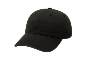 Black baseball cap, customizable sportswear, fashion accessory, casual headwear for branding or uniform design