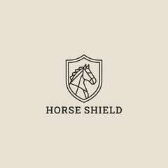 Horse shield logo vector icon illustration