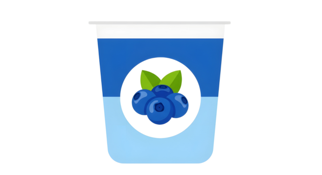 Simple blueberry yogurt container icon or package graphic flat vector illustration isolated PNG with Transparent Background