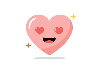 A sweet pink heart with sparkling eyes and a smile expresses deep affection.