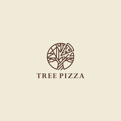 Tree pizza logo vector icon illustration