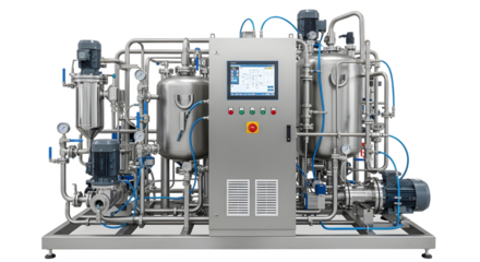 Automated industrial stainless steel processing unit and control panel for manufacturing isolated PNG with Transparent Background