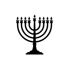 Menorah silhouette vector illustration on white background