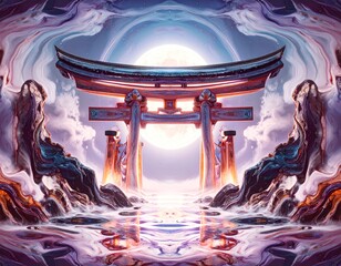 Generated image　幻想的な夜、神域への入り口