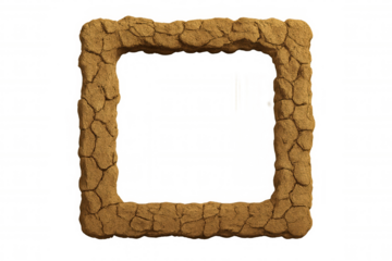 Textured border made of cracked, dried earth forms a rectangular frame, all set against a transparent background for easy use