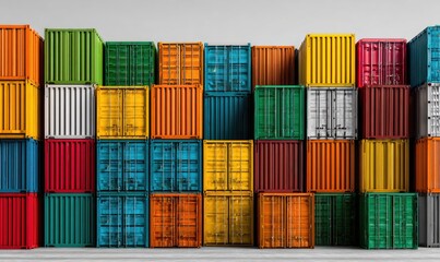 Obraz premium Colorful shipping containers stacked high (8)