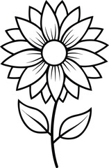 Sunflower outline art  icon on transparent background.