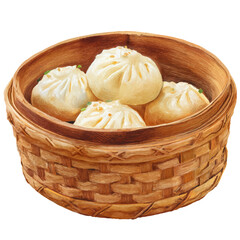 steamed buns in a bamboo basket