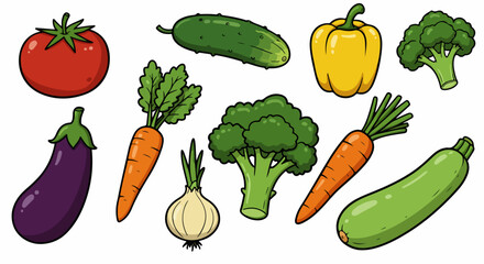 Assorted fresh vegetables collection with transparent background