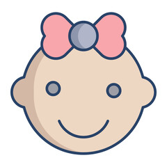 baby girl linear color icon design