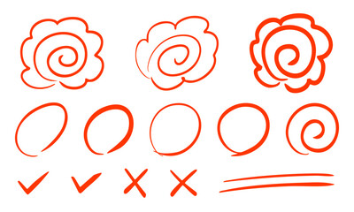 Obraz premium 手書きの花丸・採点イラスト