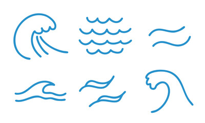 手書きの海・波のアイコンイラストセット