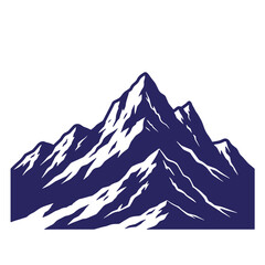 Vector illustration of a blue and white vintage mountain range on a white background