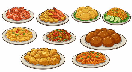 Assorted Chinese dishes on plates