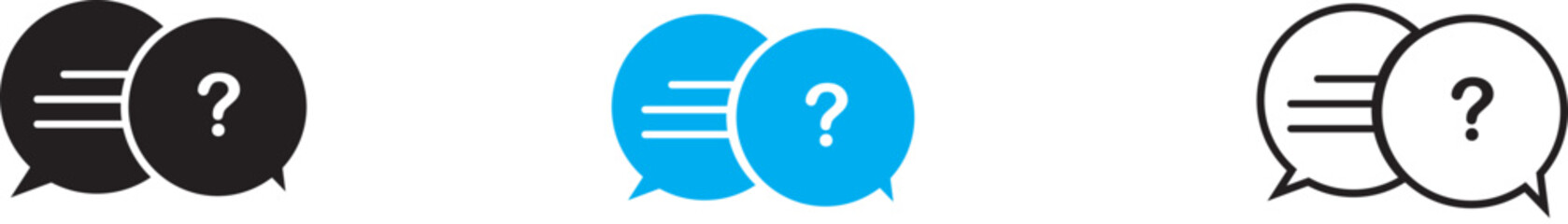 Question and answer icon set vector editable