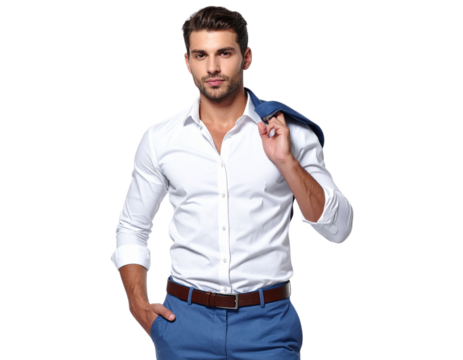 Confident Man Taking Notes on Clipboard, Corporate or Office Employee Isolated PNG